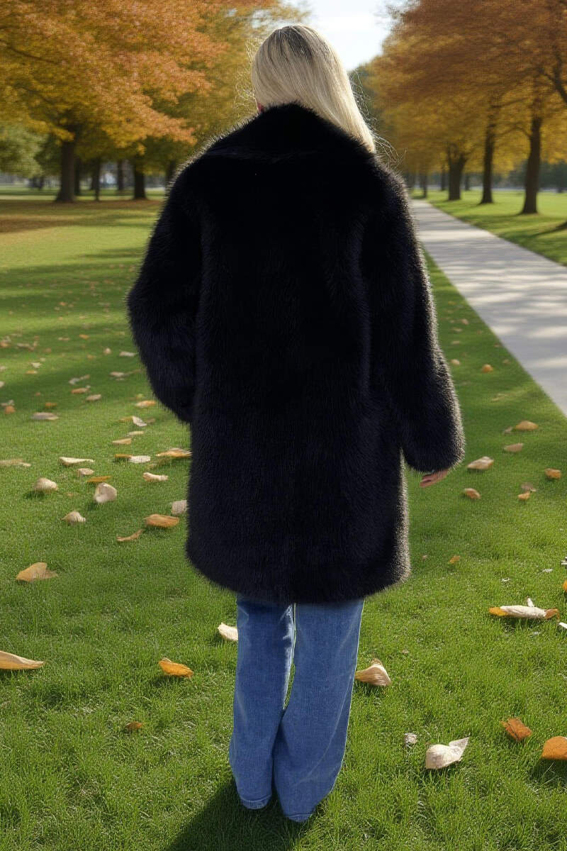 Black Faux Fur Longline Jacket Black Faux Fur Longline Jacket