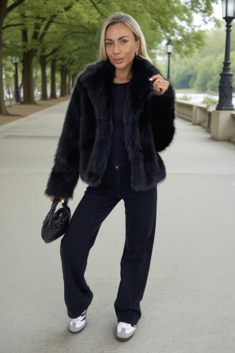 Black Faux Fur Short Jacket Black Faux Fur Short Jacket
