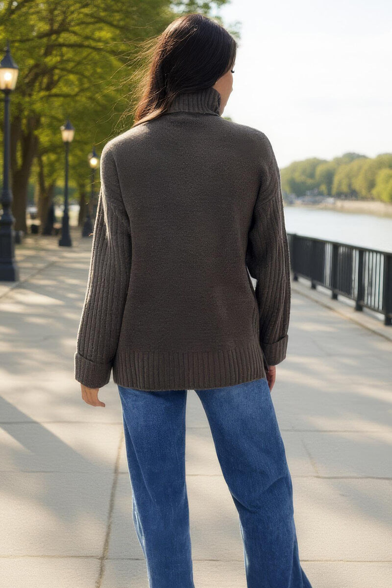 Mink Roll Neck Rib Detail Jumper Mink Roll Neck Rib Detail Jumper