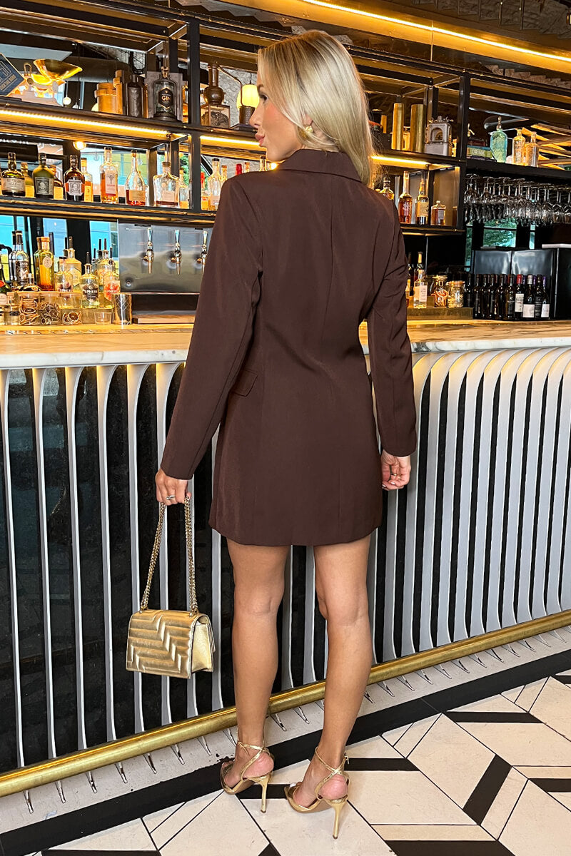 Chocolate Fitted Blazer Mini Dress Chocolate Fitted Blazer Mini Dress