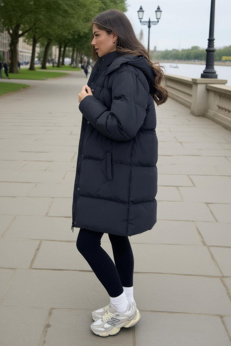 Black Hooded Longline Puffer Coat Black Hooded Longline Puffer Coat