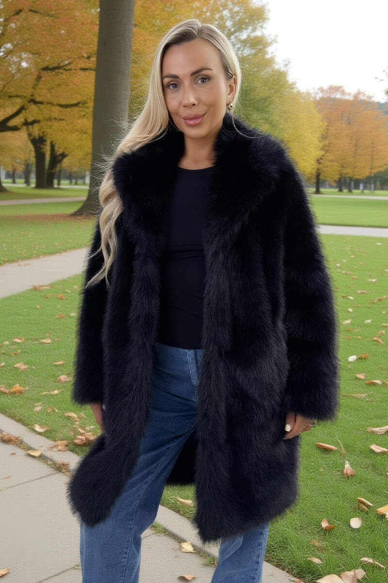 Black Faux Fur Longline Jacket Black Faux Fur Longline Jacket