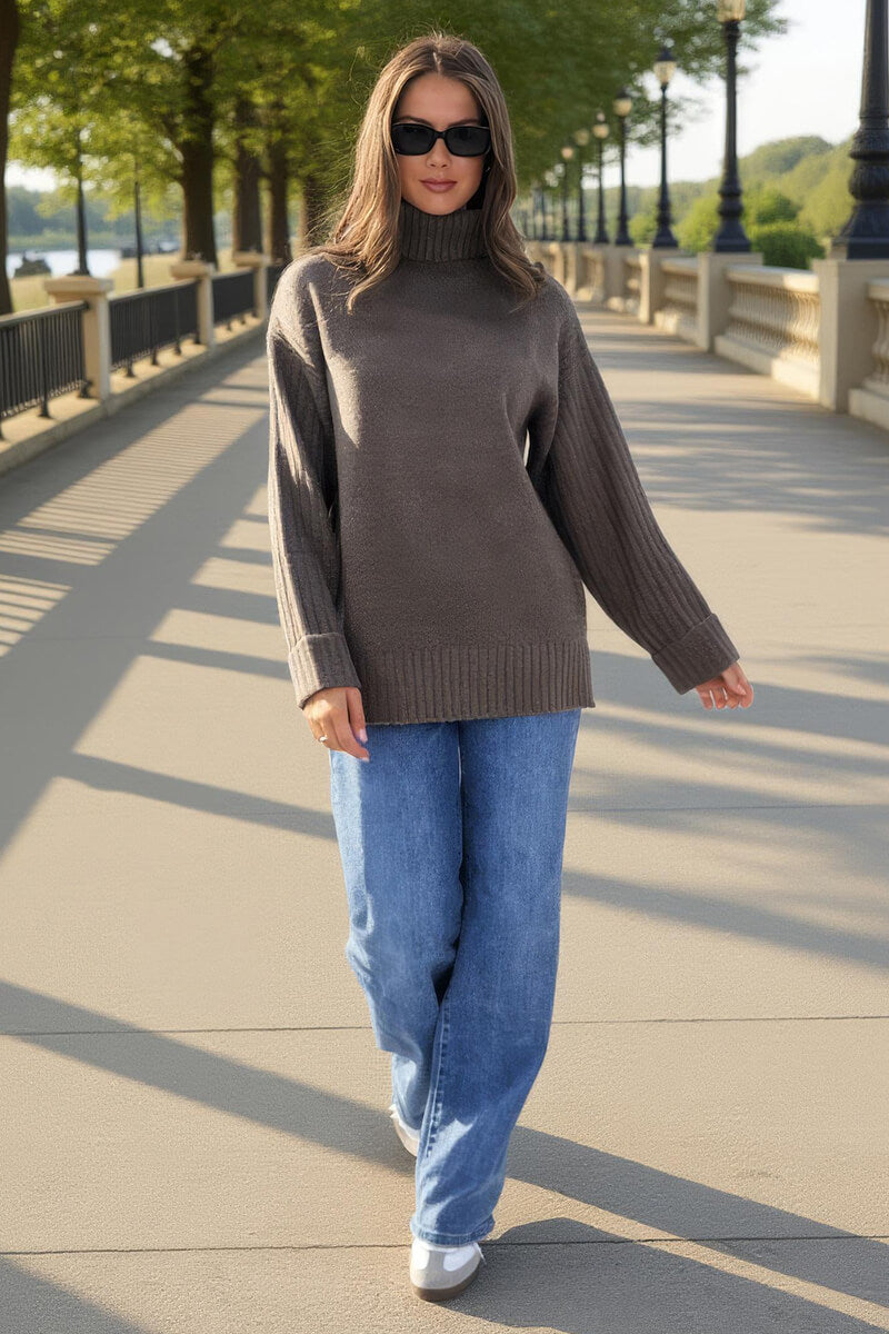 Mink Roll Neck Rib Detail Jumper Mink Roll Neck Rib Detail Jumper