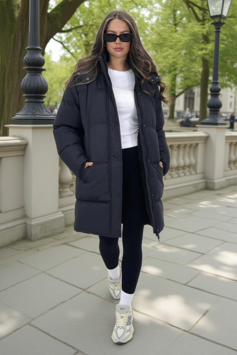 Black Hooded Longline Puffer Coat Black Hooded Longline Puffer Coat