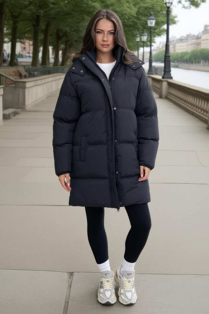 Black Hooded Longline Puffer Coat Black Hooded Longline Puffer Coat