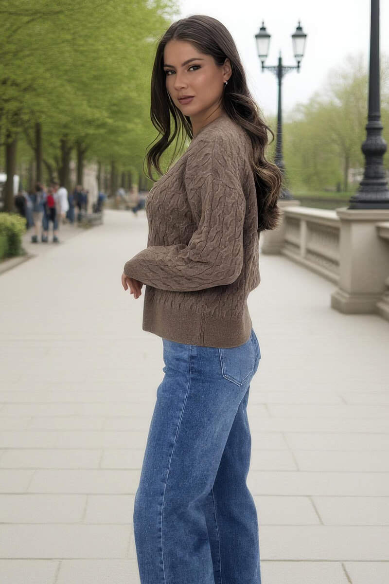 Mink Round Neck Cable Knit Jumper Mink Round Neck Cable Knit Jumper