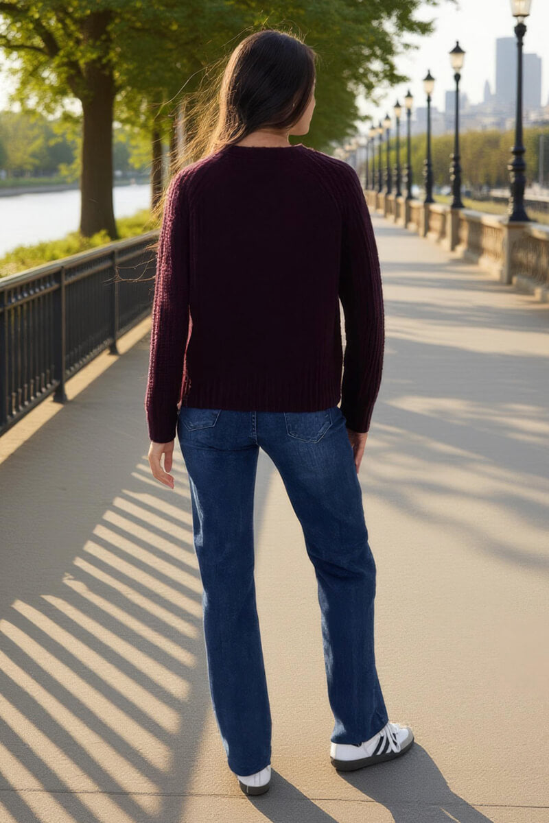 Burgundy Round Neck Knit Jumper Burgundy Round Neck Knit Jumper