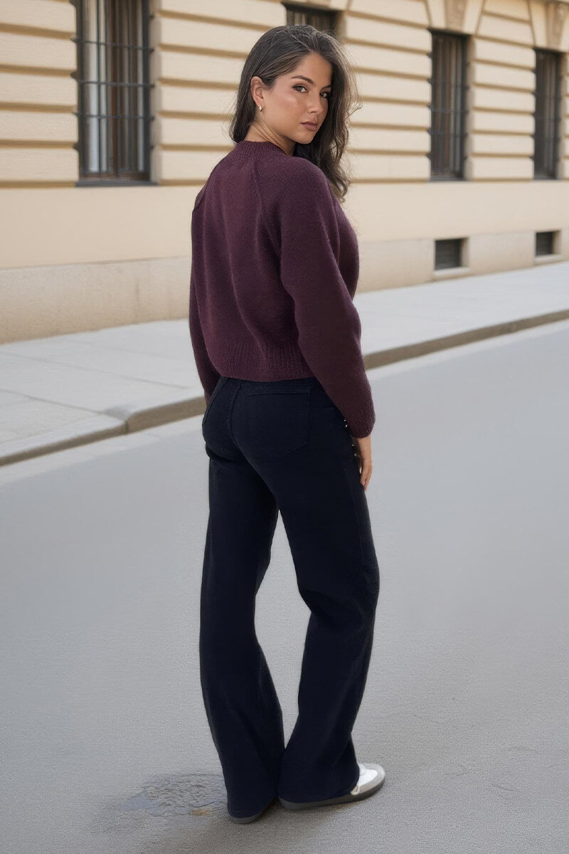 Burgundy Mock Neck Seam Detail Jumper Burgundy Mock Neck Seam Detail Jumper