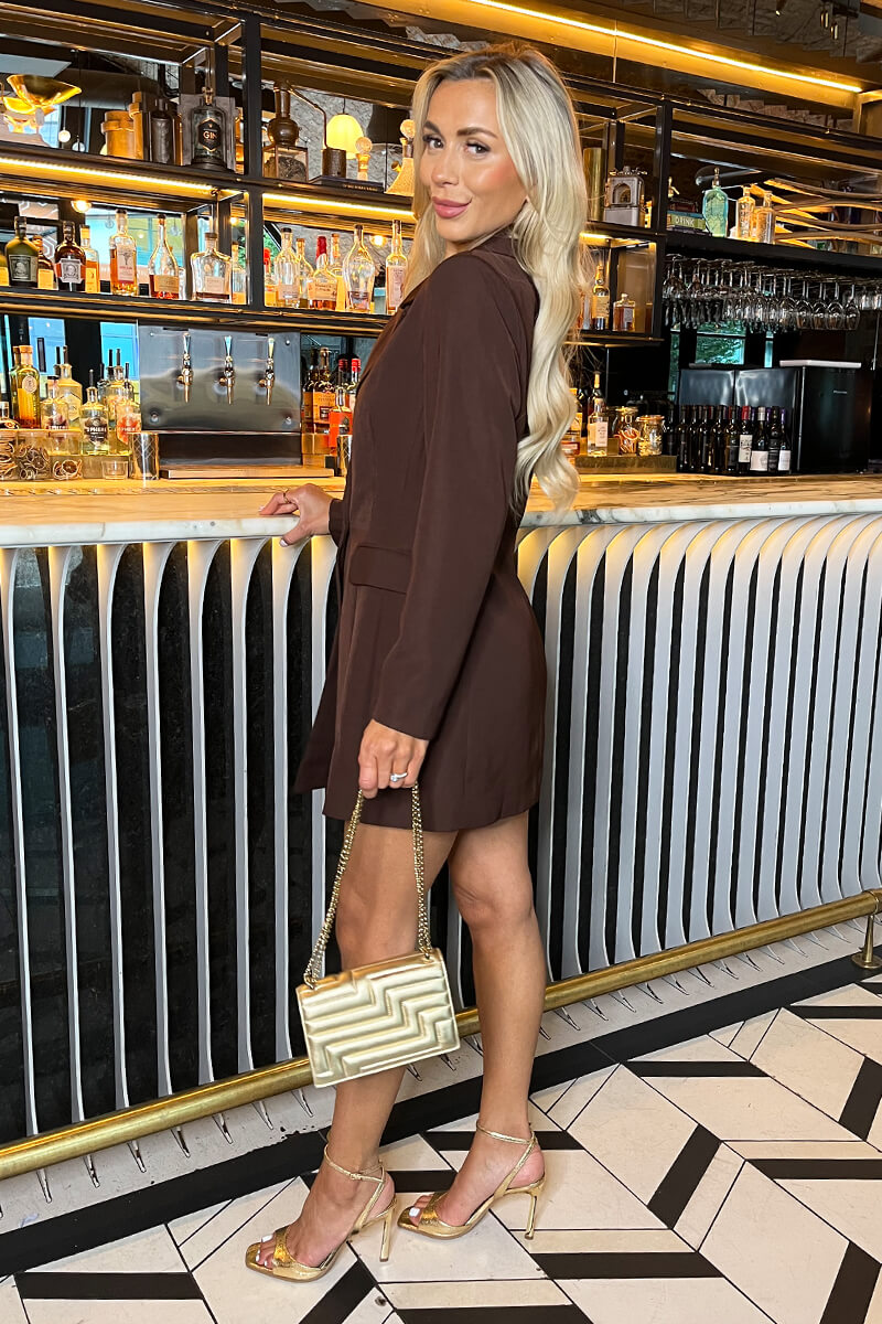 Chocolate Fitted Blazer Mini Dress Chocolate Fitted Blazer Mini Dress