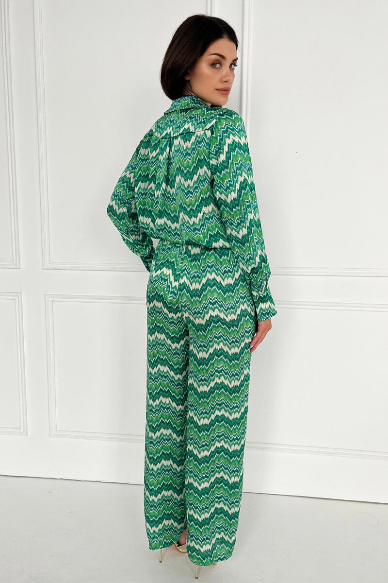 Green Abstract Printed Trousers Green Abstract Printed Trousers