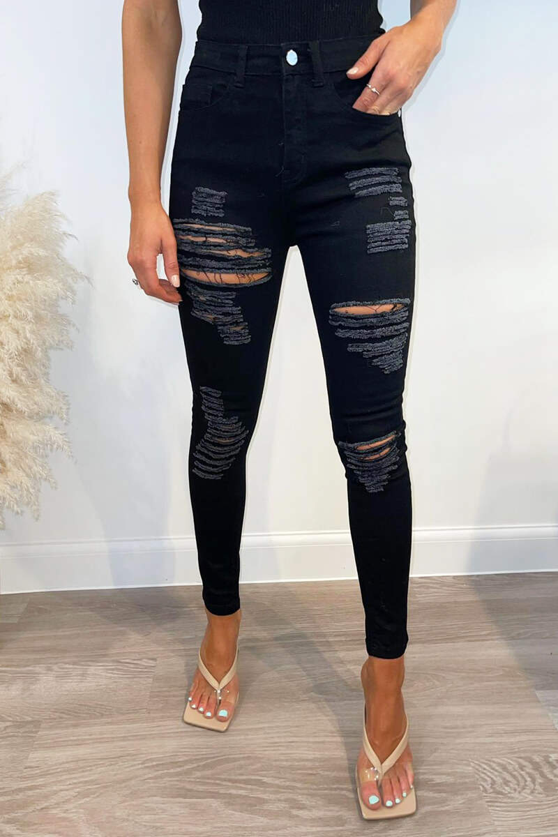 Black Ripped Skinny Fit Jeans Black Ripped Skinny Fit Jeans