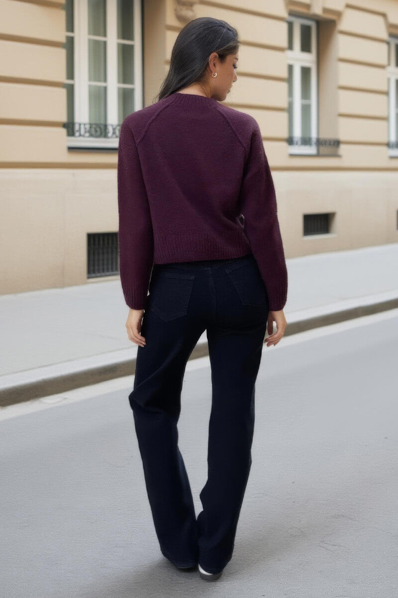 Burgundy Mock Neck Seam Detail Jumper Burgundy Mock Neck Seam Detail Jumper