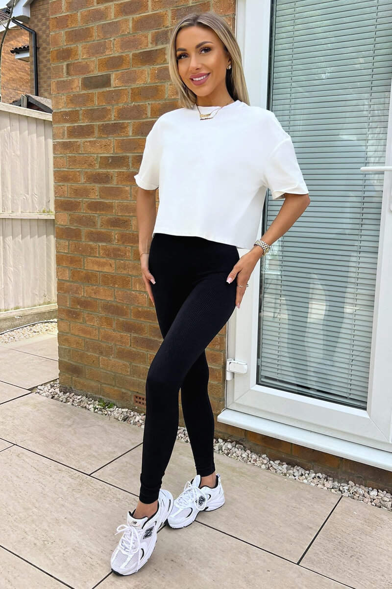 Black High Rise Ribbed Active Leggings Black High Rise Ribbed Active Leggings