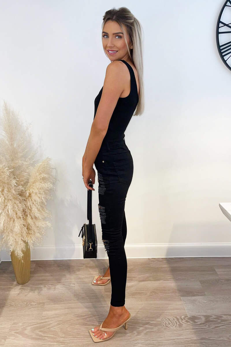Black Ripped Skinny Fit Jeans Black Ripped Skinny Fit Jeans