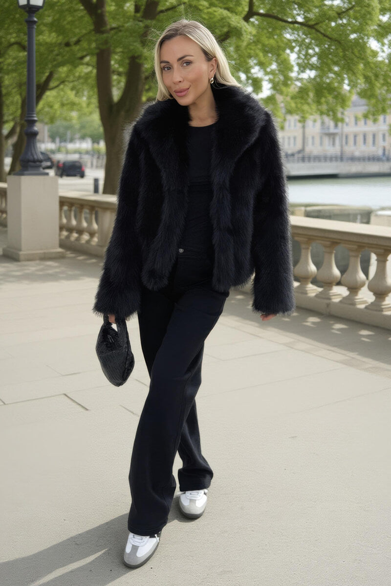 Black Faux Fur Short Jacket Black Faux Fur Short Jacket