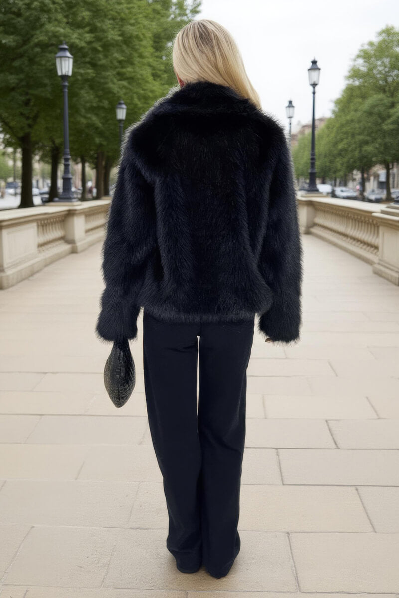 Black Faux Fur Short Jacket Black Faux Fur Short Jacket