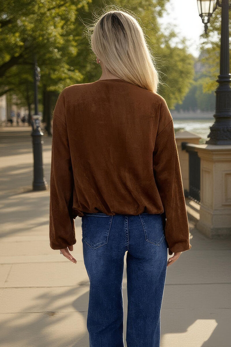 Tan Faux Suede Bubble Hem Bomber Jacket Tan Faux Suede Bubble Hem Bomber Jacket
