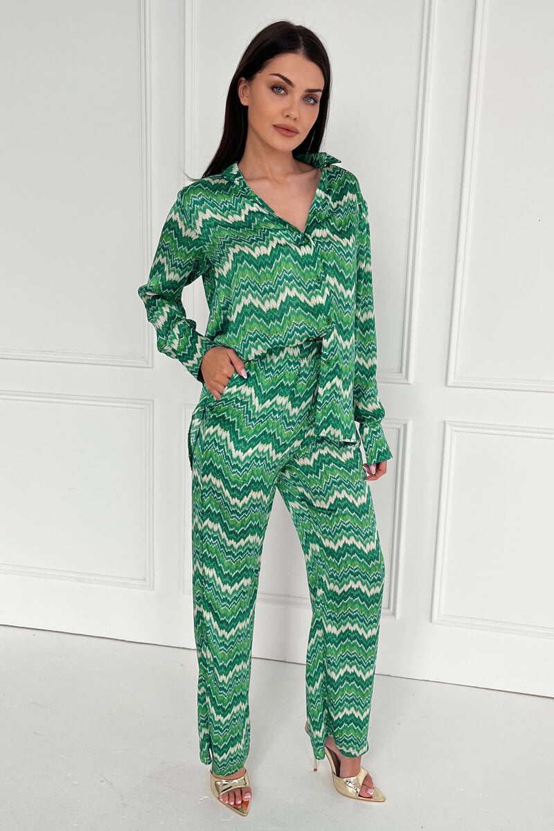 Green Abstract Printed Trousers Green Abstract Printed Trousers