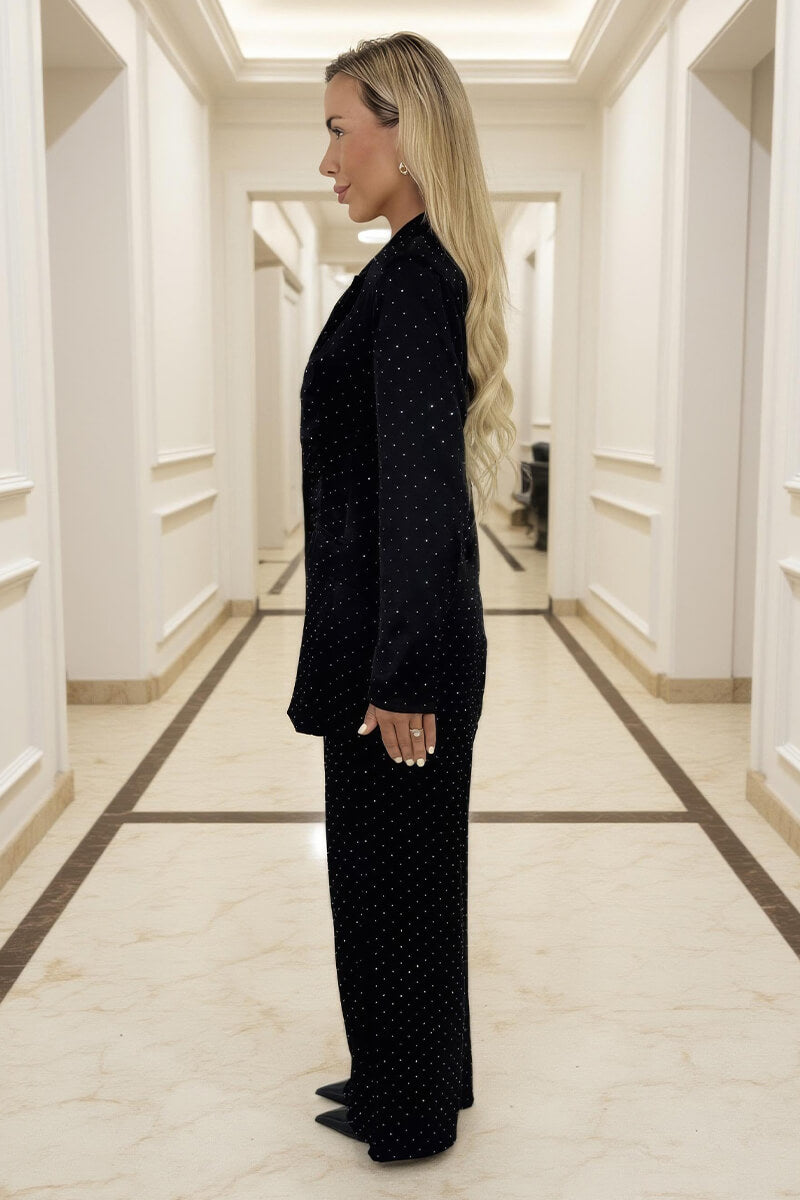 Black Diamante Wide Leg Trousers Black Diamante Wide Leg Trousers