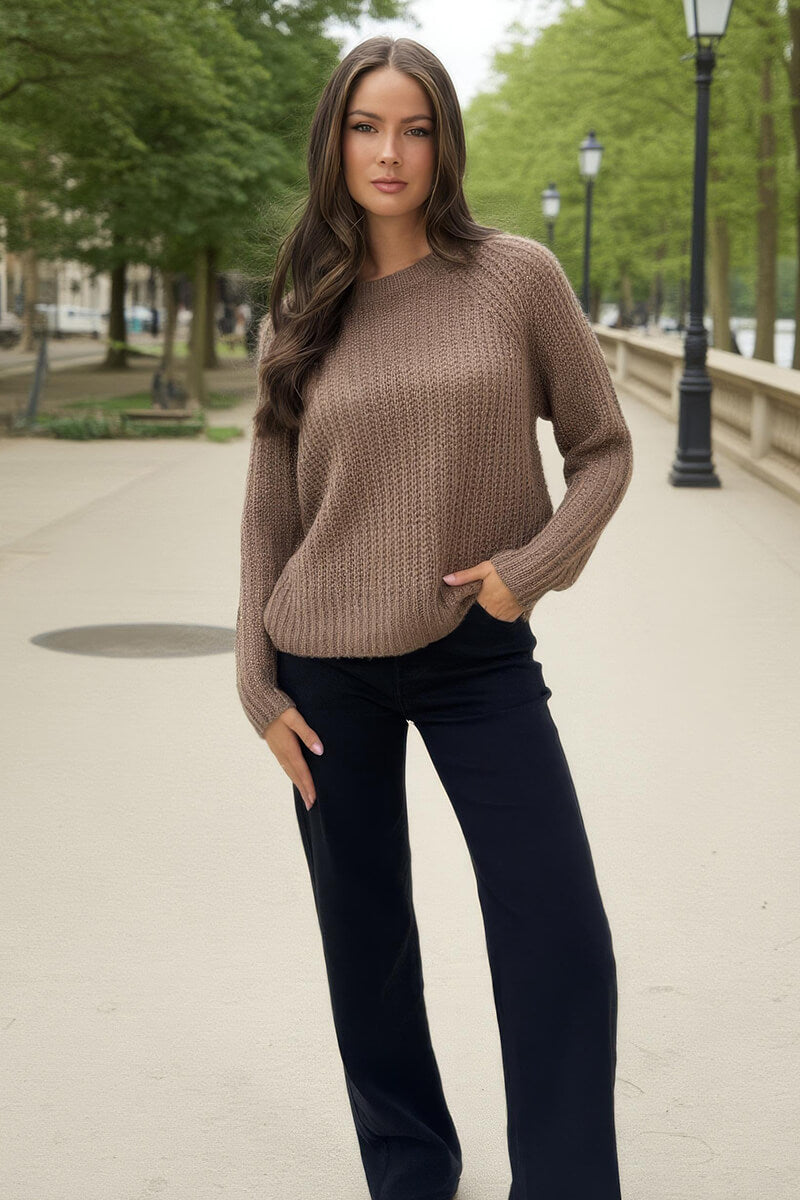 Mink Round Neck Knit Jumper Mink Round Neck Knit Jumper