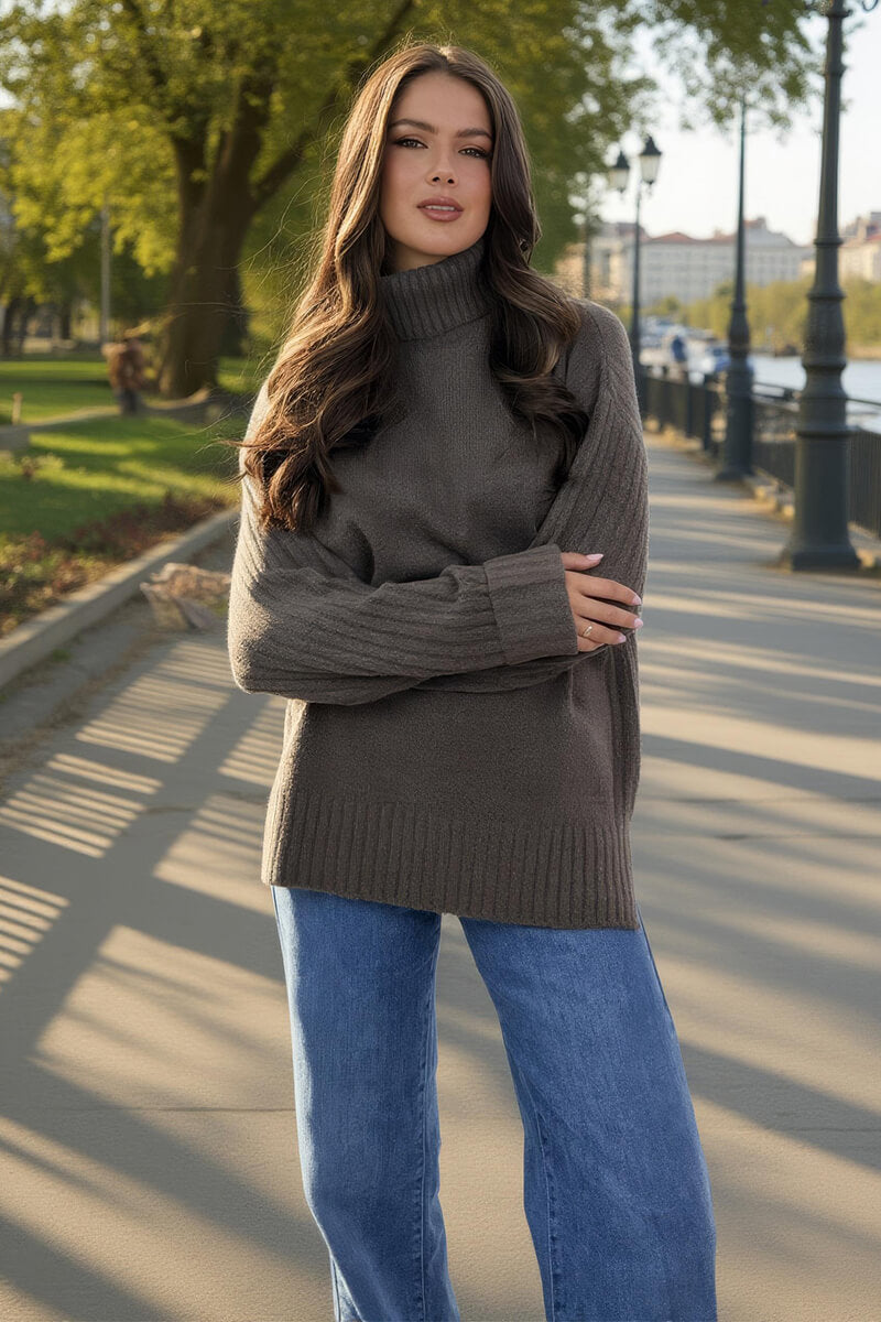 Mink Roll Neck Rib Detail Jumper Mink Roll Neck Rib Detail Jumper